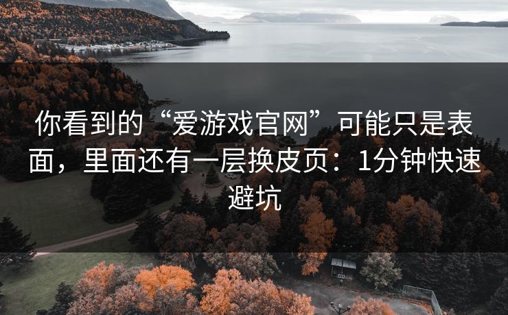你看到的“爱游戏官网”可能只是表面，里面还有一层换皮页：1分钟快速避坑